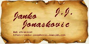 Janko Jonašković vizit kartica